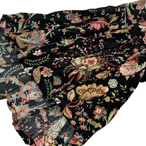 H&M Women's 3/4 Flared‎ Sleeve Pullover Dress Black Multi Floral Size 6 - Picture 6 of 8